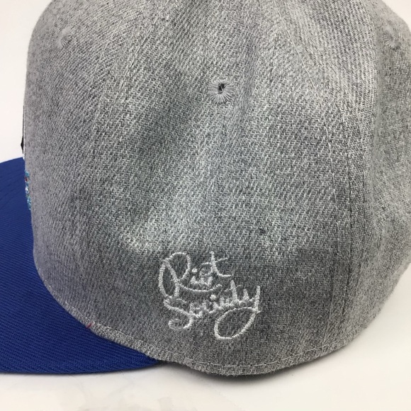 Riot Society Panda drink Bubbles Blue And Grey Adjustable flat bill Hat Cap. - Picture 3 of 8